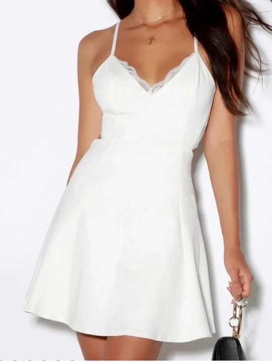 Lulus Women’s White Perfect Evening Lace Skater Sleeveless Dress Size S - Picture 1 of 11